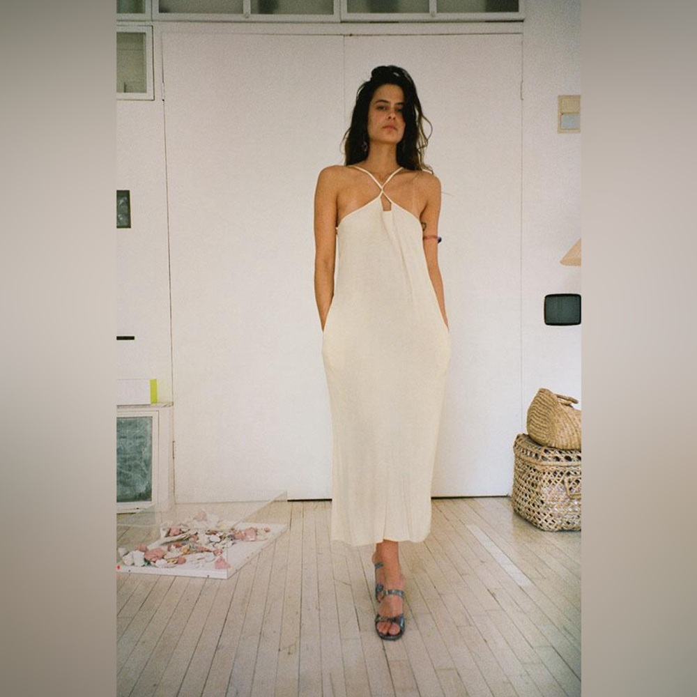 Maryam Zassir Zadeh Blaze Dress Size 6 cream slip tank keyhole NWOT